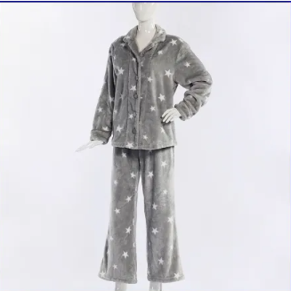 Winter Women′s Set 2PC Soft Flannel Ladies Nighty Suit Warm