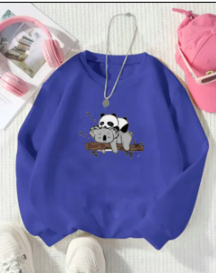 Full Sleeves Sweat Shirts for Girls Printed Round Neck