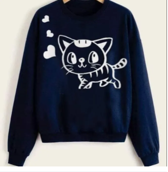 winter stylish casual & cute printed fleece round neck sweatshirt for girls & women's