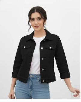 Winter-Ready Women's Denim Jacket with Quilted Lining for Extra Comfort and Style