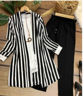 Winter Collection |Zebra Style 3pc Stitched Suit Lining Gown With Inner For Women