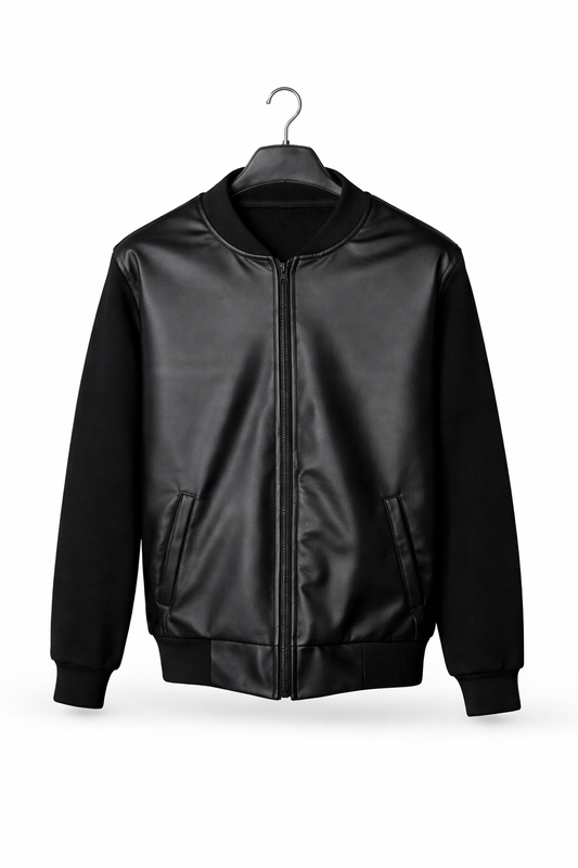 Black Trendy Jacket For Men - Comfortable PU Leather & Regular Fit Jacket