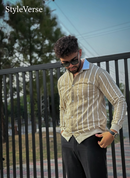 StyleVerse Button Down Printed Sweatshirt