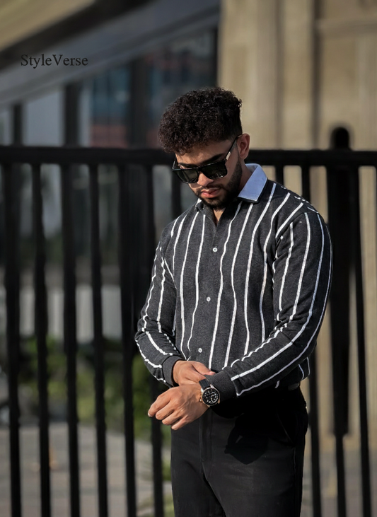 StyleVerse Button Down Printed Sweatshirt