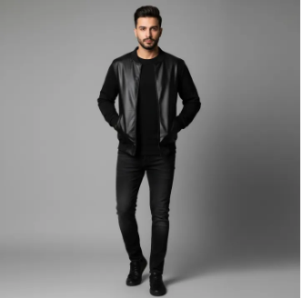 Black Trendy Jacket For Men - Comfortable PU Leather & Regular Fit Jacket