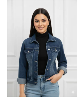 Winter-Ready Women's Denim Jacket with Quilted Lining for Extra Comfort and Style