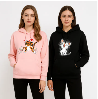 Pack OF 2 Tiger Printed Hoodies For Women's