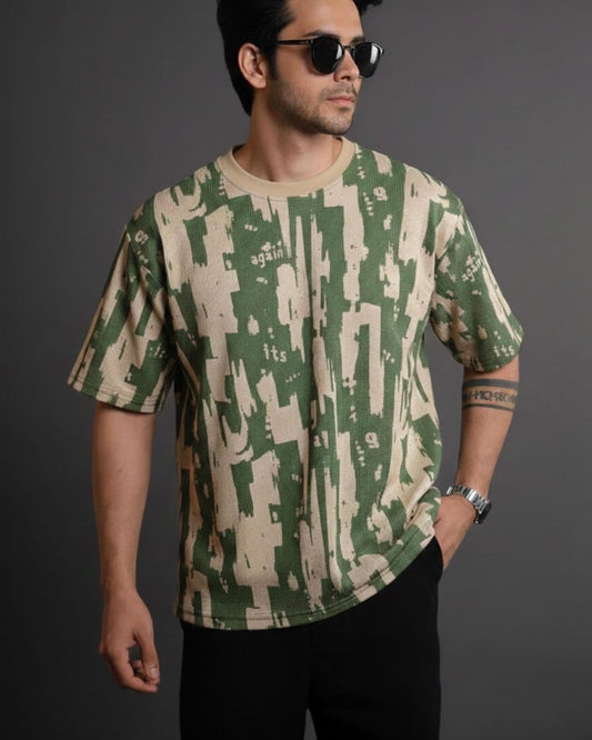 StyleVerse Knited Texture Printed Drop Shoulder